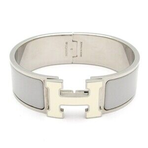 Hermès Clic Clac H Bangle Silver Light gray White